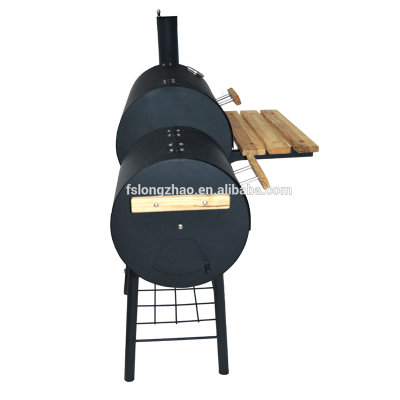 Vysoce kvalitní dvousložkový / dvoulůžkový barel BBQ s kuřákem a dřevěným stolem